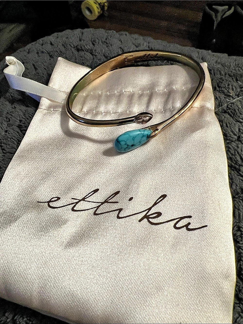 Ettika turquoise Solstice Cuff Bracelet 18k Gold plating  Like New